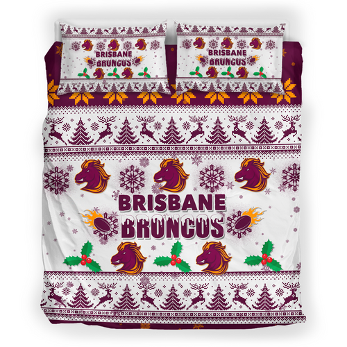Brisbane Broncos Christmas Bedding Set - Brisbane Broncos Special Ugly Christmas Bedding Set Brisbane Broncos Christmas Bedding Set - Brisbane Broncos Special Ugly Christmas Bedding Set