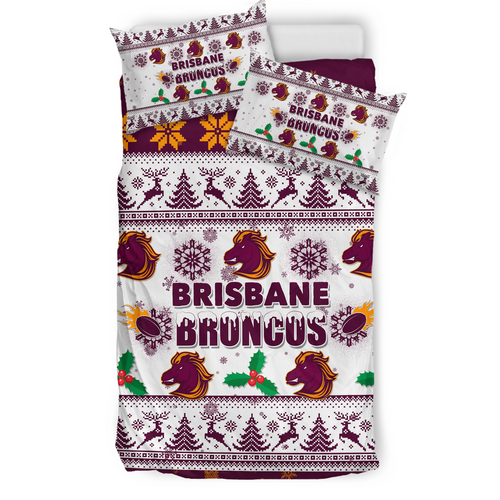 Brisbane Broncos Christmas Bedding Set - Brisbane Broncos Special Ugly Christmas Bedding Set Brisbane Broncos Christmas Bedding Set - Brisbane Broncos Special Ugly Christmas Bedding Set