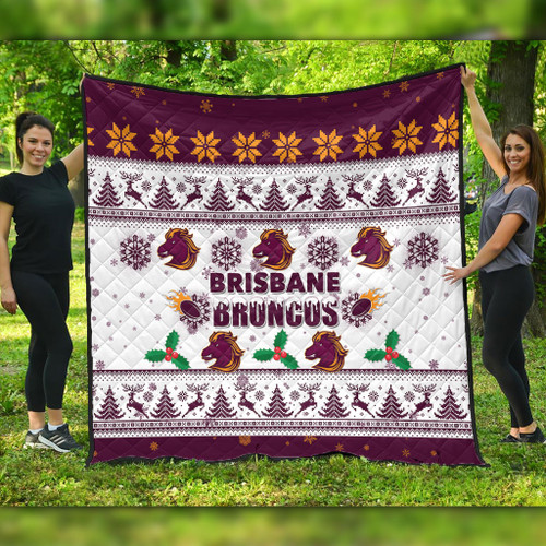 Brisbane Broncos Christmas Quilt - Brisbane Broncos Special Ugly Christmas Quilt Brisbane Broncos Christmas Quilt - Brisbane Broncos Special Ugly Christmas Quilt