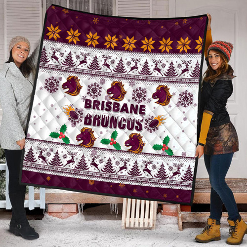 Brisbane Broncos Christmas Quilt - Brisbane Broncos Special Ugly Christmas Quilt Brisbane Broncos Christmas Quilt - Brisbane Broncos Special Ugly Christmas Quilt