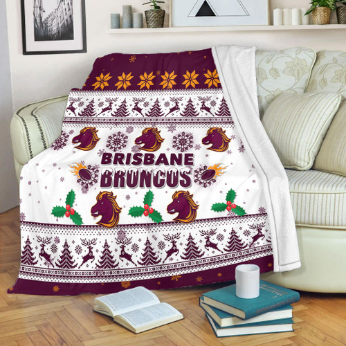 Brisbane Broncos Christmas Blanket - Brisbane Broncos Special Ugly Christmas Blanket Brisbane Broncos Christmas Blanket - Brisbane Broncos Special Ugly Christmas Blanket