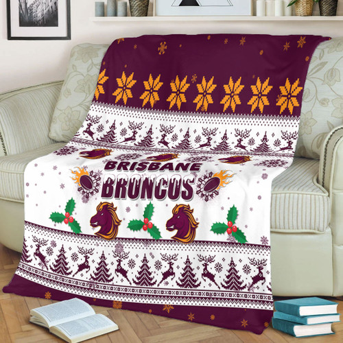 Brisbane Broncos Christmas Blanket - Brisbane Broncos Special Ugly Christmas Blanket Brisbane Broncos Christmas Blanket - Brisbane Broncos Special Ugly Christmas Blanket