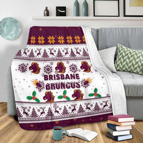 Brisbane Broncos Christmas Blanket - Brisbane Broncos Special Ugly Christmas Blanket Brisbane Broncos Christmas Blanket - Brisbane Broncos Special Ugly Christmas Blanket