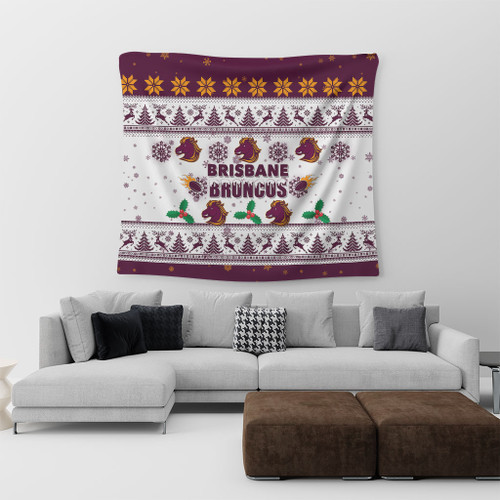 Brisbane Broncos Christmas Tapestry - Brisbane Broncos Special Ugly Christmas Tapestry Brisbane Broncos Christmas Tapestry - Brisbane Broncos Special Ugly Christmas Tapestry