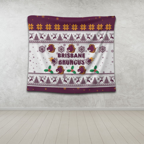 Brisbane Broncos Christmas Tapestry - Brisbane Broncos Special Ugly Christmas Tapestry Brisbane Broncos Christmas Tapestry - Brisbane Broncos Special Ugly Christmas Tapestry