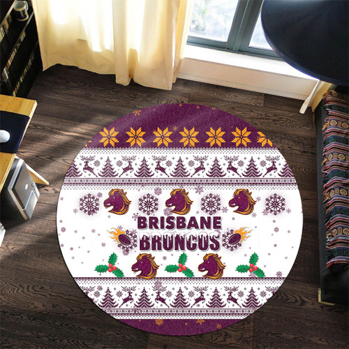 Brisbane Broncos Christmas Round Rug - Brisbane Broncos Special Ugly Christmas Round Rug Brisbane Broncos Christmas Round Rug - Brisbane Broncos Special Ugly Christmas Round Rug