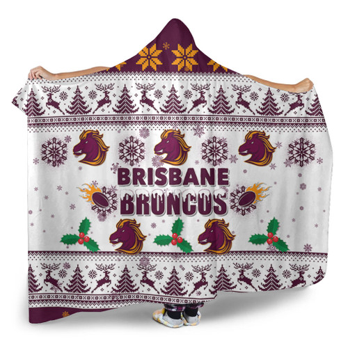 Brisbane Broncos Christmas Hooded Blanket - Brisbane Broncos Special Ugly Christmas Hooded Blanket Brisbane Broncos Christmas Hooded Blanket - Brisbane Broncos Special Ugly Christmas Hooded Blanket