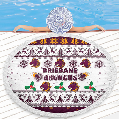 Brisbane Broncos Christmas Beach Blanket - Brisbane Broncos Special Ugly Christmas Beach Blanket Brisbane Broncos Christmas Beach Blanket - Brisbane Broncos Special Ugly Christmas Beach Blanket