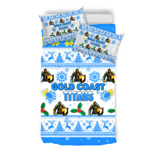 Gold Coast Titans Christmas Bedding Set - Gold Coast Titans Special Ugly Christmas Bedding Set Gold Coast Titans Christmas Bedding Set - Gold Coast Titans Special Ugly Christmas Bedding Set