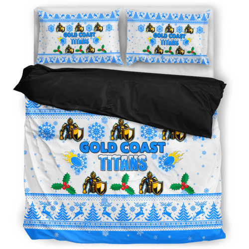 Gold Coast Titans Christmas Bedding Set - Gold Coast Titans Special Ugly Christmas Bedding Set Gold Coast Titans Christmas Bedding Set - Gold Coast Titans Special Ugly Christmas Bedding Set
