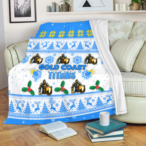 Gold Coast Titans Christmas Blanket - Gold Coast Titans Special Ugly Christmas Blanket Gold Coast Titans Christmas Blanket - Gold Coast Titans Special Ugly Christmas Blanket