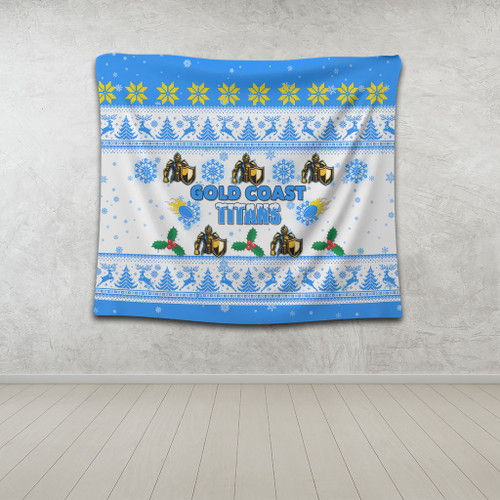 Gold Coast Titans Christmas Tapestry - Gold Coast Titans Special Ugly Christmas Tapestry Gold Coast Titans Christmas Tapestry - Gold Coast Titans Special Ugly Christmas Tapestry