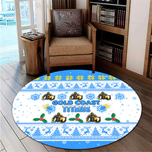 Gold Coast Titans Christmas Round Rug - Gold Coast Titans Special Ugly Christmas Round Rug Gold Coast Titans Christmas Round Rug - Gold Coast Titans Special Ugly Christmas Round Rug