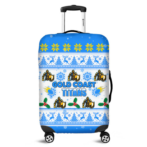 Gold Coast Titans Christmas Luggage Cover - Gold Coast Titans Special Ugly Christmas Luggage Cover Gold Coast Titans Christmas Luggage Cover - Gold Coast Titans Special Ugly Christmas Luggage Cover