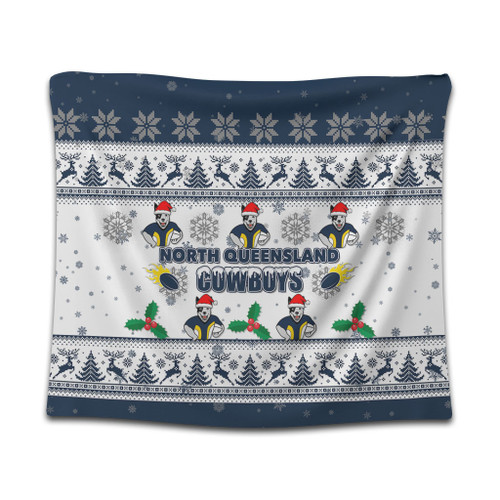 North Queensland Cowboys Christmas Tapestry - North Queensland Cowboys Special Ugly Christmas Tapestry
