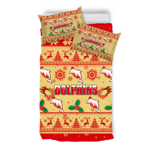 Redcliffe Dolphins Christmas Bedding Set - Redcliffe Dolphins Dolphins Special Ugly Christmas Bedding Set Redcliffe Dolphins Christmas Bedding Set - Redcliffe Dolphins Dolphins Special Ugly Christmas Bedding Set