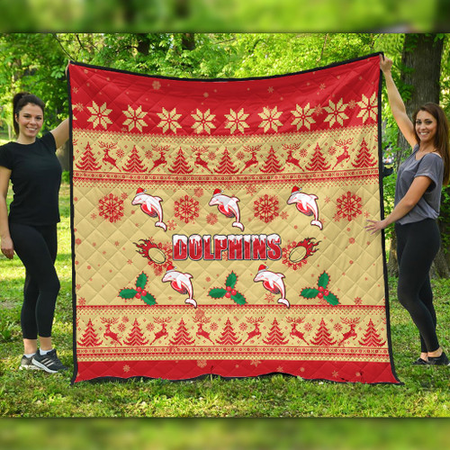 Redcliffe Dolphins Christmas Quilt - Redcliffe Dolphins Dolphins Special Ugly Christmas Quilt Redcliffe Dolphins Christmas Quilt - Redcliffe Dolphins Dolphins Special Ugly Christmas Quilt