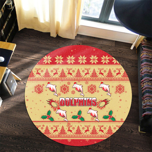 Redcliffe Dolphins Christmas Round Rug - Redcliffe Dolphins Dolphins Special Ugly Christmas Round Rug Redcliffe Dolphins Christmas Round Rug - Redcliffe Dolphins Dolphins Special Ugly Christmas Round Rug