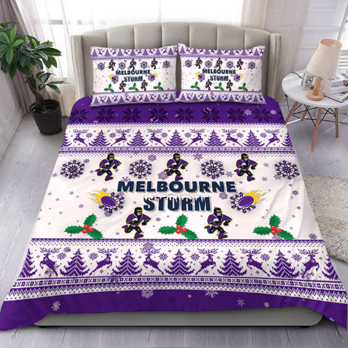 Melbourne Storm Christmas Bedding Set - Melbourne Storm Special Ugly Christmas Bedding Set