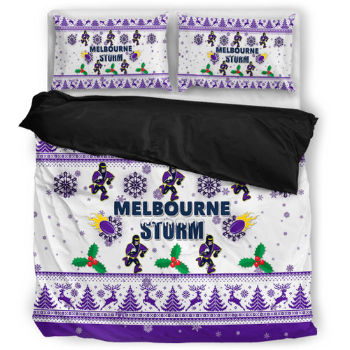 Melbourne Storm Christmas Bedding Set - Melbourne Storm Special Ugly Christmas Bedding Set Melbourne Storm Christmas Bedding Set - Melbourne Storm Special Ugly Christmas Bedding Set