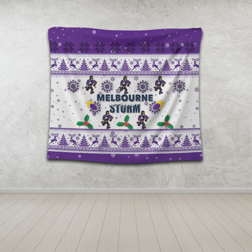Melbourne Storm Christmas Tapestry - Melbourne Storm Special Ugly Christmas Tapestry Melbourne Storm Christmas Tapestry - Melbourne Storm Special Ugly Christmas Tapestry