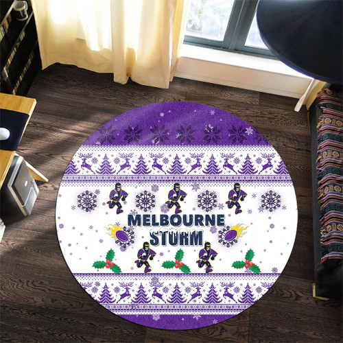 Melbourne Storm Christmas Round Rug - Melbourne Storm Special Ugly Christmas Round Rug Melbourne Storm Christmas Round Rug - Melbourne Storm Special Ugly Christmas Round Rug