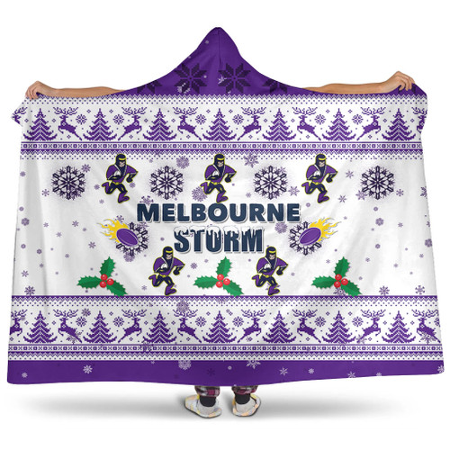 Melbourne Storm Christmas Hooded Blanket - Melbourne Storm Special Ugly Christmas Hooded Blanket Melbourne Storm Christmas Hooded Blanket - Melbourne Storm Special Ugly Christmas Hooded Blanket