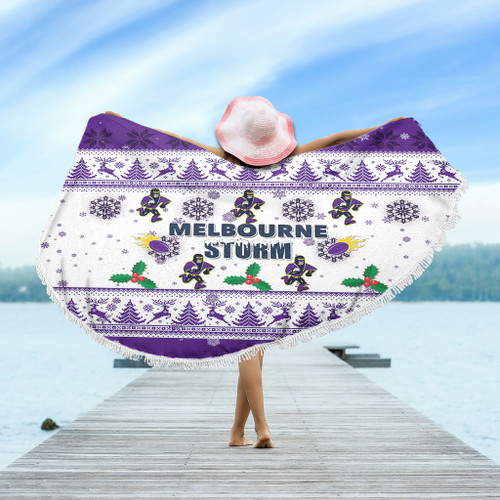 Melbourne Storm Christmas Beach Blanket - Melbourne Storm Special Ugly Christmas Beach Blanket Melbourne Storm Christmas Beach Blanket - Melbourne Storm Special Ugly Christmas Beach Blanket