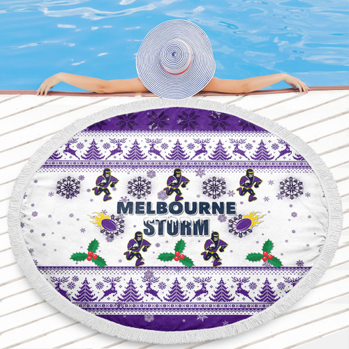 Melbourne Storm Christmas Beach Blanket - Melbourne Storm Special Ugly Christmas Beach Blanket Melbourne Storm Christmas Beach Blanket - Melbourne Storm Special Ugly Christmas Beach Blanket