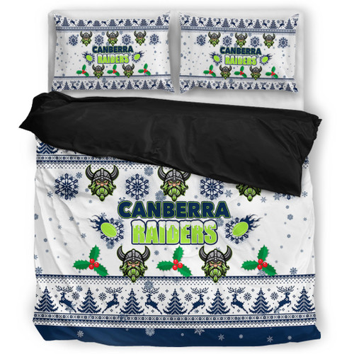 Canberra Raiders Christmas Bedding Set - Canberra Raiders Special Ugly Christmas Bedding Set Canberra Raiders Christmas Bedding Set - Canberra Raiders Special Ugly Christmas Bedding Set