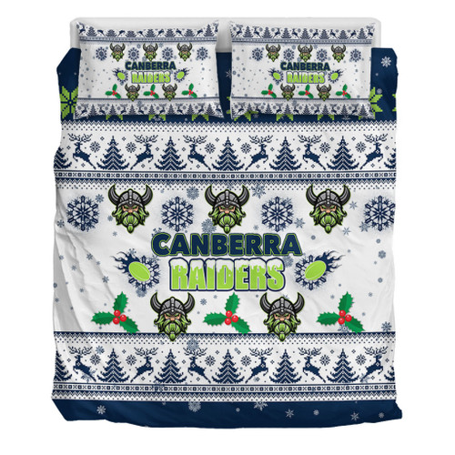 Canberra Raiders Christmas Bedding Set - Canberra Raiders Special Ugly Christmas Bedding Set Canberra Raiders Christmas Bedding Set - Canberra Raiders Special Ugly Christmas Bedding Set