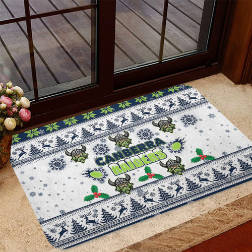 Canberra Raiders Christmas Door Mat - Canberra Raiders Special Ugly Christmas Door Mat