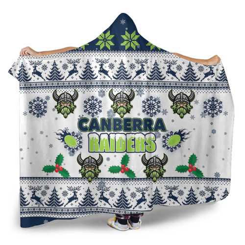 Canberra Raiders Christmas Hooded Blanket - Canberra Raiders Special Ugly Christmas Hooded Blanket Canberra Raiders Christmas Hooded Blanket - Canberra Raiders Special Ugly Christmas Hooded Blanket