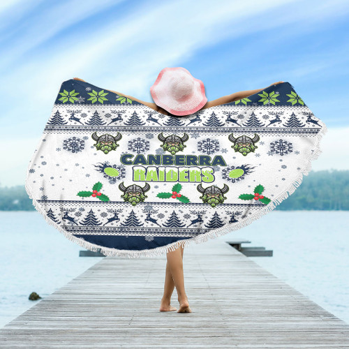 Canberra Raiders Christmas Beach Blanket - Canberra Raiders Special Ugly Christmas Beach Blanket Canberra Raiders Christmas Beach Blanket - Canberra Raiders Special Ugly Christmas Beach Blanket