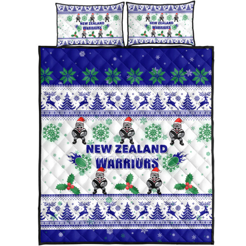 New Zealand Warriors Christmas Quilt Bed Set - New Zealand Warriors Special Ugly Christmas Quilt Bed Set