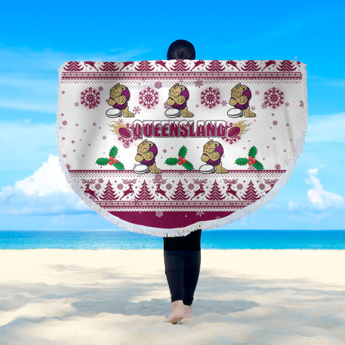 Queensland Christmas Beach Blanket - Queensland Special Ugly Christmas Beach Blanket Queensland Christmas Beach Blanket - Queensland Special Ugly Christmas Beach Blanket