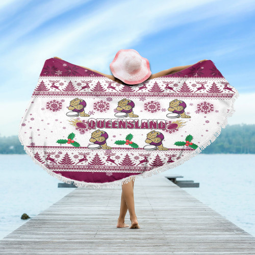 Queensland Christmas Beach Blanket - Queensland Special Ugly Christmas Beach Blanket Queensland Christmas Beach Blanket - Queensland Special Ugly Christmas Beach Blanket
