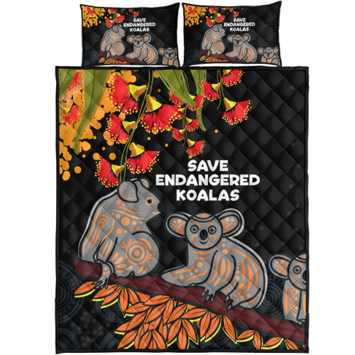 Australia Koala Quilt Bed Set - Aboriginal Save Endangered Koalas Red Bottle Brush Flower Quilt Bed Set Australia Koala Quilt Bed Set - Aboriginal Save Endangered Koalas Red Bottle Brush Flower Quilt Bed Set