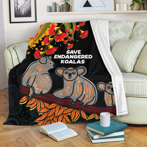 Australia Koala Blanket - Aboriginal Save Endangered Koalas Red Bottle Brush Flower Blanket Australia Koala Blanket - Aboriginal Save Endangered Koalas Red Bottle Brush Flower Blanket