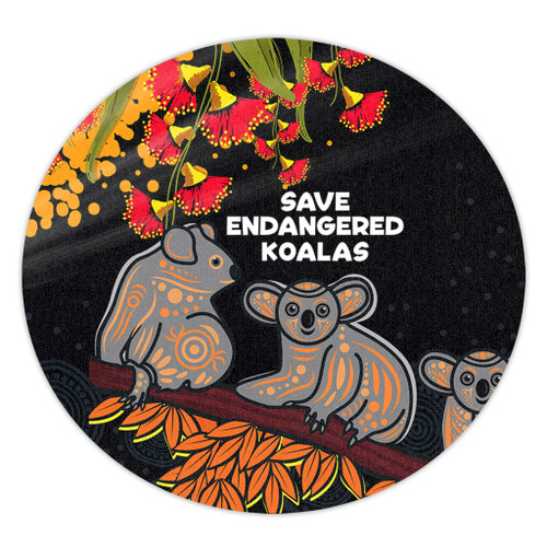 Australia Koala Round Rug - Aboriginal Save Endangered Koalas Red Bottle Brush Flower Round Rug Australia Koala Round Rug - Aboriginal Save Endangered Koalas Red Bottle Brush Flower Round Rug