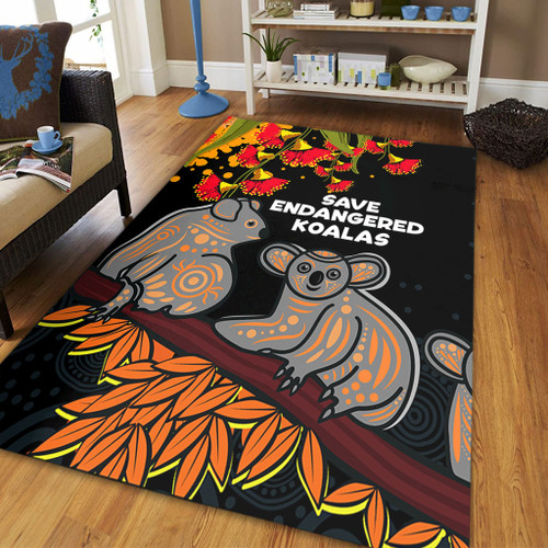 Australia Koala Area Rug - Aboriginal Save Endangered Koalas Red Bottle Brush Flower Area Rug Australia Koala Area Rug - Aboriginal Save Endangered Koalas Red Bottle Brush Flower Area Rug
