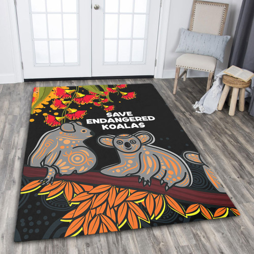 Australia Koala Area Rug - Aboriginal Save Endangered Koalas Red Bottle Brush Flower Area Rug Australia Koala Area Rug - Aboriginal Save Endangered Koalas Red Bottle Brush Flower Area Rug