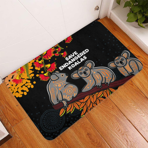 Australia Koala Door Mat - Aboriginal Save Endangered Koalas Red Bottle Brush Flower Door Mat Australia Koala Door Mat - Aboriginal Save Endangered Koalas Red Bottle Brush Flower Door Mat