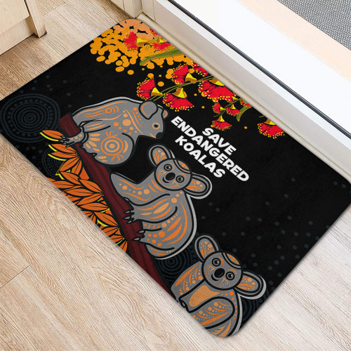 Australia Koala Door Mat - Aboriginal Save Endangered Koalas Red Bottle Brush Flower Door Mat Australia Koala Door Mat - Aboriginal Save Endangered Koalas Red Bottle Brush Flower Door Mat