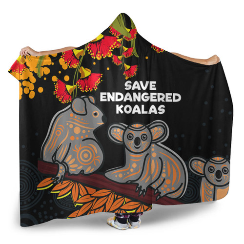 Australia Koala Hooded Blanket - Aboriginal Save Endangered Koalas Red Bottle Brush Flower Hooded Blanket Australia Koala Hooded Blanket - Aboriginal Save Endangered Koalas Red Bottle Brush Flower Hooded Blanket