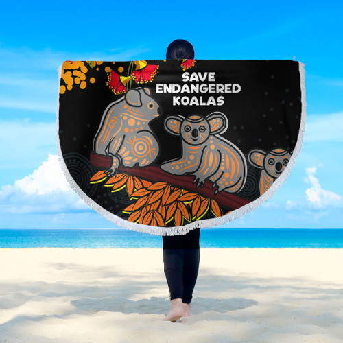 Australia Koala Beach Blanket - Aboriginal Save Endangered Koalas Red Bottle Brush Flower Beach Blanket Australia Koala Beach Blanket - Aboriginal Save Endangered Koalas Red Bottle Brush Flower Beach Blanket