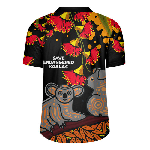Australia Koala Rugby Jersey - Aboriginal Save Endangered Koalas Red Bottle Brush Flower Rugby Jersey