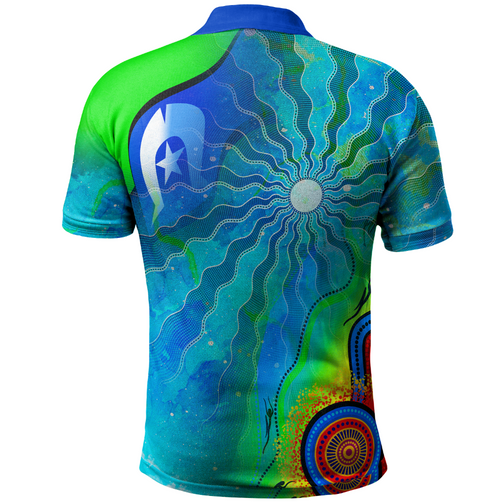 (Blue Collar) Australia Polo Shirt - Torres Strait Islanders Flag with Torres Strait Islands Inspired Patterns Shirt (Blue Collar) Australia Polo Shirt - Torres Strait Islanders Flag with Torres Strait Islands Inspired Patterns Shirt