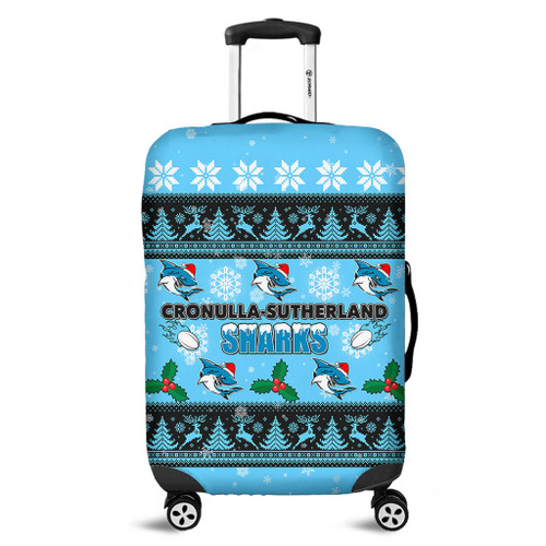 Cronulla-Sutherland Sharks Christmas Luggage Cover - Cronulla-Sutherland Sharks Special Ugly Christmas Luggage Cover Cronulla-Sutherland Sharks Christmas Luggage Cover - Cronulla-Sutherland Sharks Special Ugly Christmas Luggage Cover
