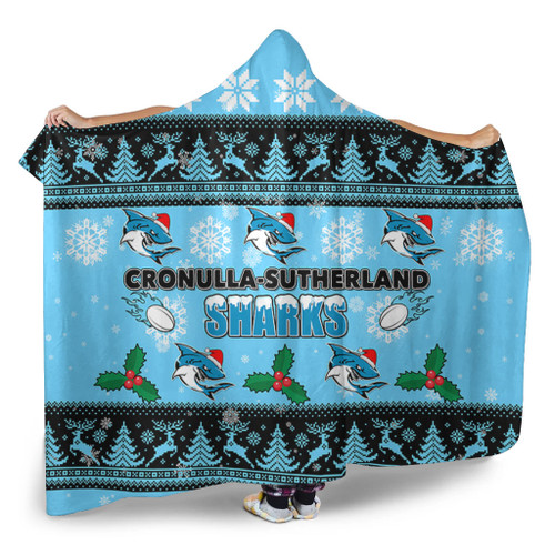 Cronulla-Sutherland Sharks Christmas Hooded Blanket - Cronulla-Sutherland Sharks Special Ugly Christmas Hooded Blanket Cronulla-Sutherland Sharks Christmas Hooded Blanket - Cronulla-Sutherland Sharks Special Ugly Christmas Hooded Blanket